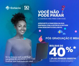 Descontos de 40% nos cursos de graduação, pós graduação e MBA para filiados e seus dependentes